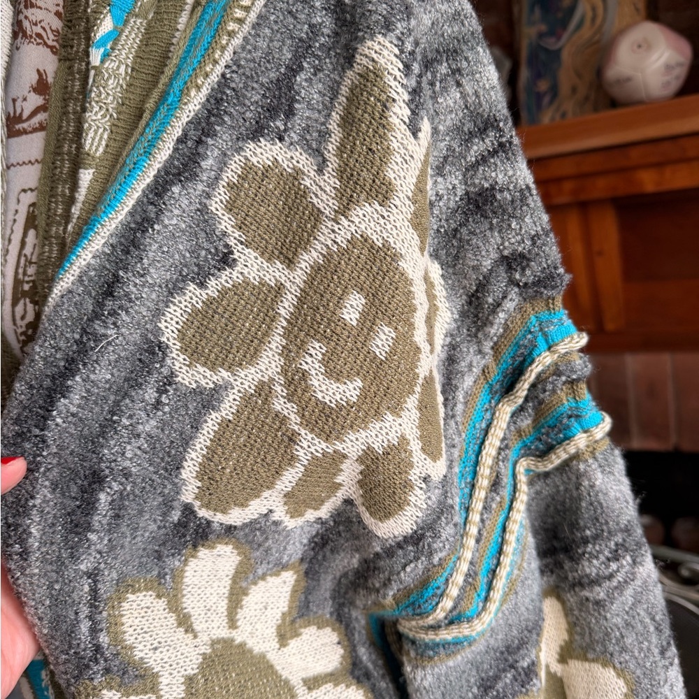 Kimchi Blue Boho Chunky Knit Cardigan Oversized Floral Slouchy Festival Sweater - Picture 7 of 9